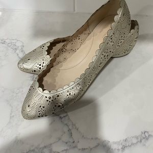 Ladies Cole Haan Grandseries Callie Ballet Gold Metallic Tumbled leather